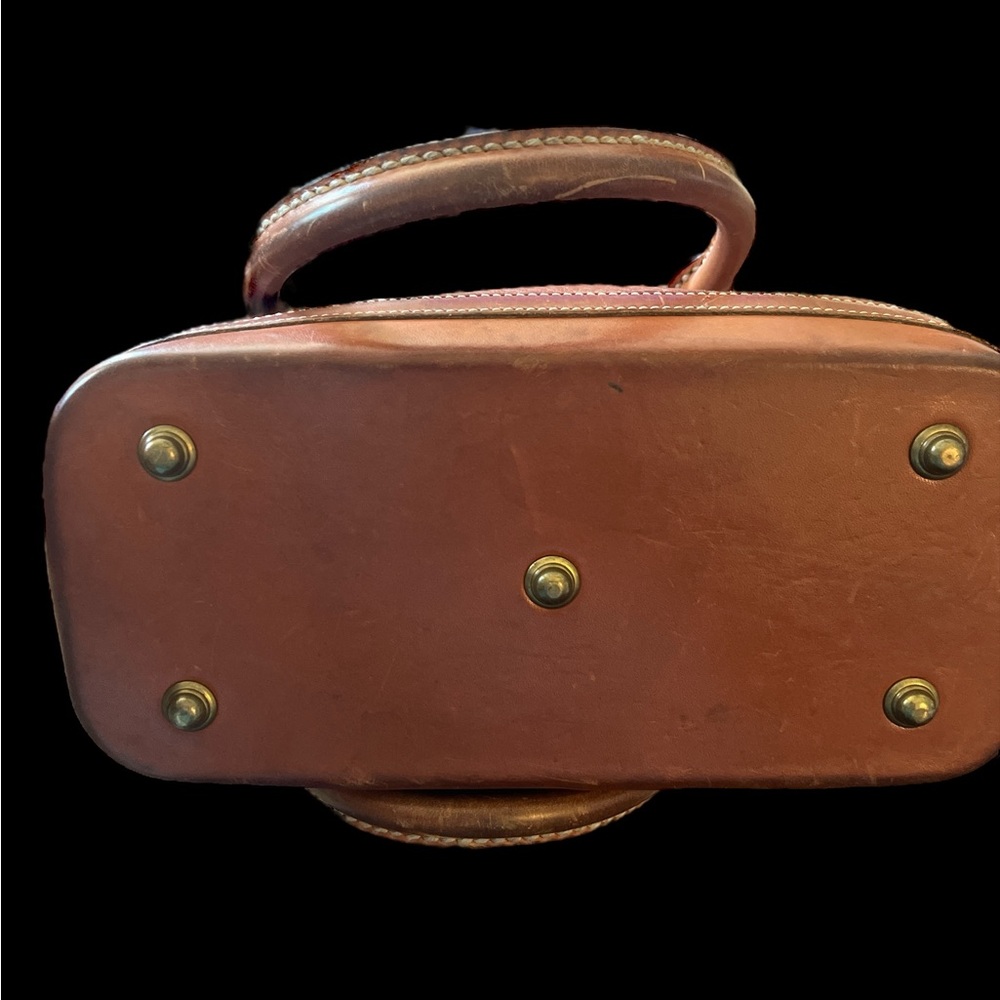 Vintage Dooney & Bourke All Weather Leather Norfolk Shoulder Bag /Satchel Tan - Picture 12 of 12